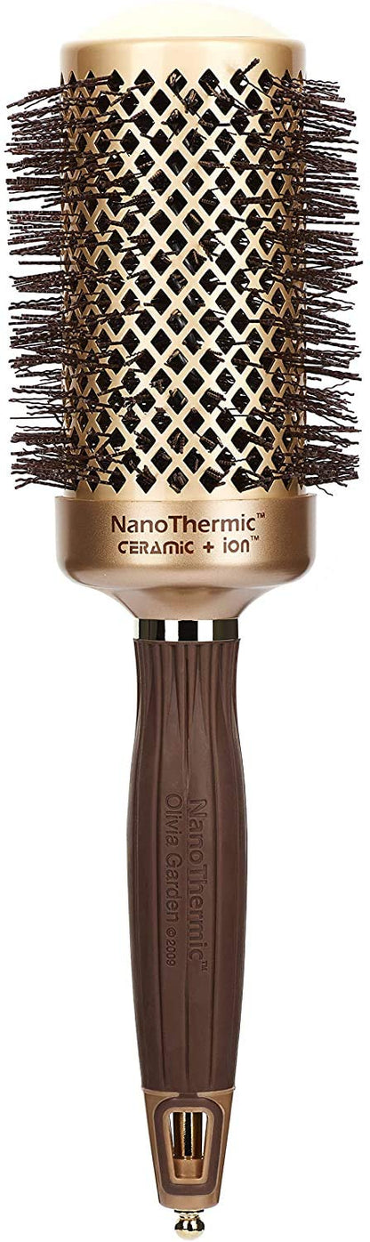 Olivia Garden NanoThermic Ceramic + Ion Round Thermal Hair Brush - Not Electrical - Professional Blowout Brush for Normal to Thick Hair