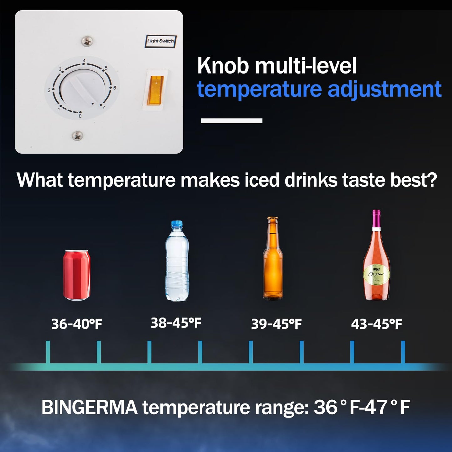 BINGERMA 6.5 Cu.Ft Commercial Beverage Refrigerator Glass Door Upright Drink Cooler Display Fridge with Adjustable Shelves and LED Light for Restaurant Bar Store Office