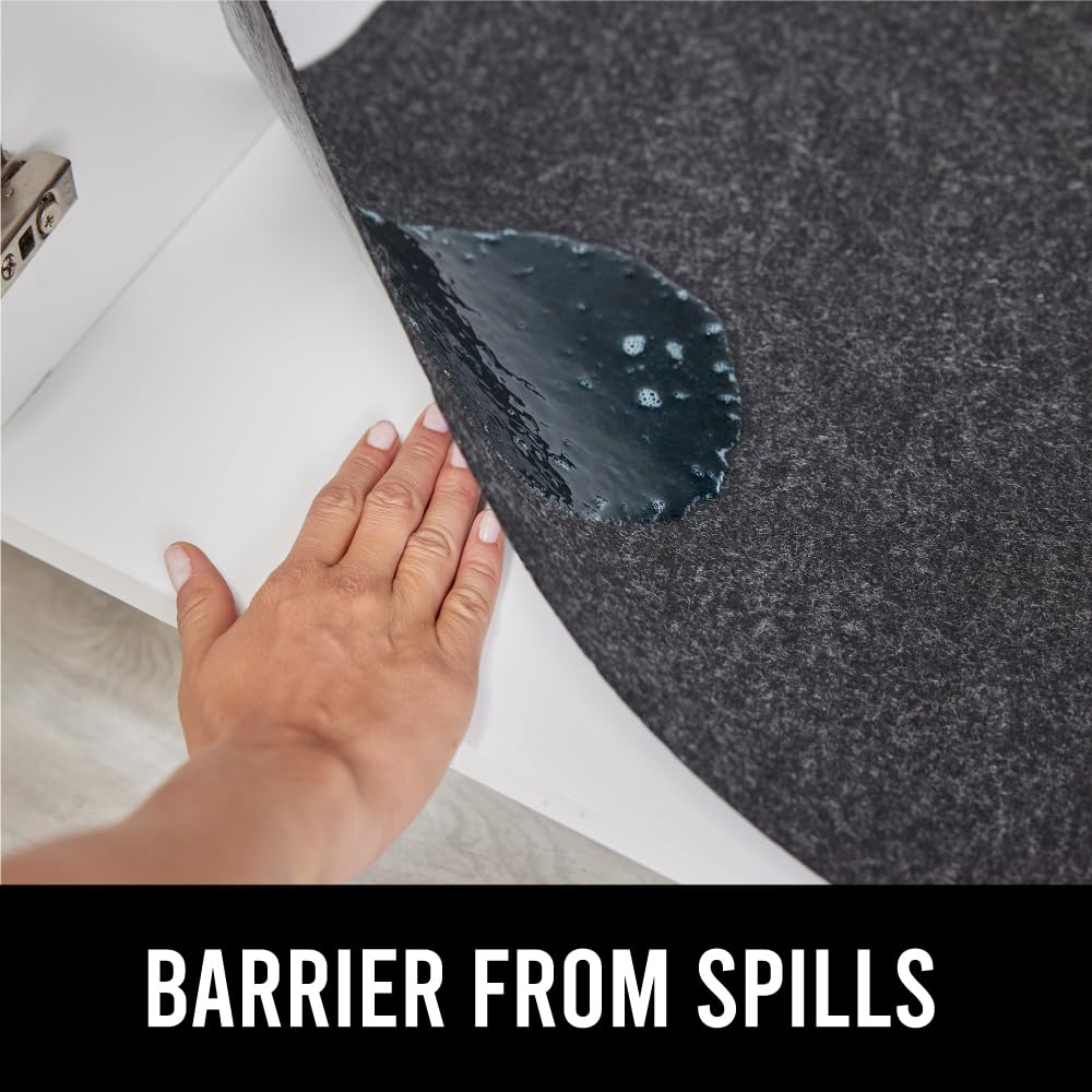 GORILLA GRIP LeakGuard Non-Adhesive Under Sink Mat for Kitchen Cabinet, Waterproof Quick Dry Shelf Liner, Durable Absorbent Felt Mats for Bathroom Sinks, Cabinets, Dresser, Easy to Trim 24x30 Charcoal