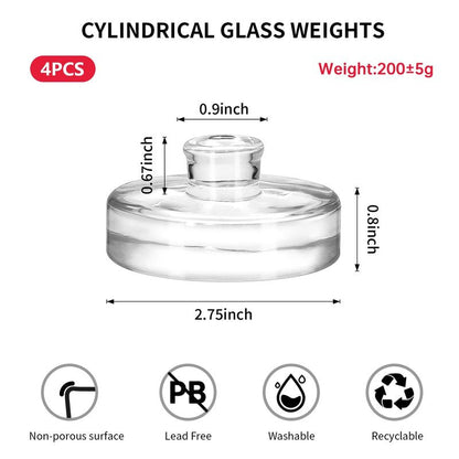 4Pcs Fermentation Glass Weights with Easy Grip Handles, Clear Canning Weights and Pickling Glass Weight for Wide Mouth Mason Jars, Fermenting Kit, Kimchi, Sauerkraut (4)