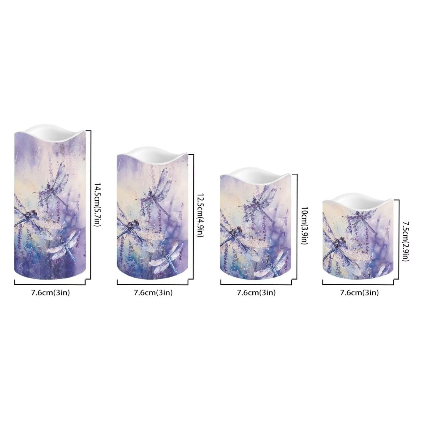 Cozeyat Purple Floral Holiday Season Flameless Candles 4 Pack Battery Operated LED Pillar Candles with Remote Timer Flickering Waterproof for Indoor Outdoor Decor