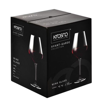 Krosno Red Wine Glasses 4-Piece 16.6 oz Avant-garde Collection, Perfect for Home, Restaurants & Parties, Dishwasher Safe, Thin Rim, Long Stem | Lead-Free Crystal Glass