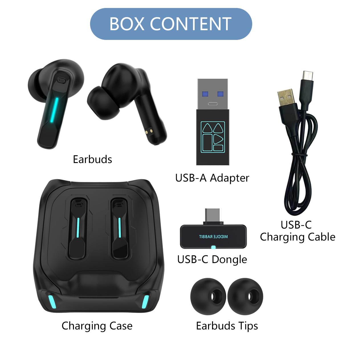FEDIKER SW4 Pro Wireless Earbuds for PC/Computer/Laptop/Mobile - Dongle & Bluetooth - 20ms Low Latency - 4 Mics – Gaming - Work Headset/Headphones for Office