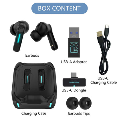 FEDIKER SW4 Pro Wireless Earbuds for PC/Computer/Laptop/Mobile - Dongle & Bluetooth - 20ms Low Latency - 4 Mics – Gaming - Work Headset/Headphones for Office