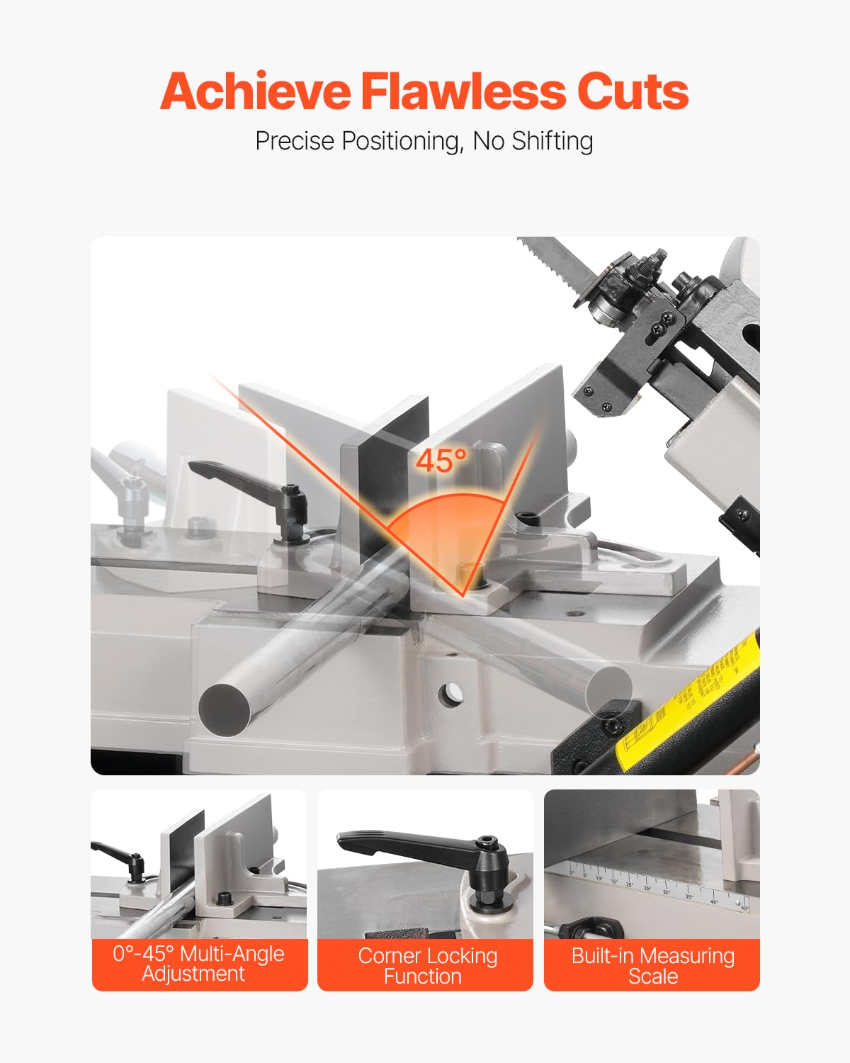 VEVOR Metal Horizontal Band Saw, 7 x 12 in Rectangular Cutting Capacity, 110/220V Vertical Cutting Bandsaw with 1.1 kW Motor, 0-45° Angle Adjustment, Variable Speed, for Metal, Wood, and Plastic