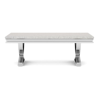 Furniture of America Obera 18mm Faux Marble Top 2-Piece Coffee Table Set with X-Shaped Base, Metal Construction, Home Decor for Living Room, Lounge Area, Office, Chrome