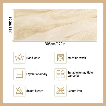 10ft Cheesecloth Table Runner, 1 Pack 120-Inch Boho Bubble Gauze Table Runner, Ivory Rustic Sheer Fabric for Wedding, Bridal Baby Shower, Spring Party Table Decor