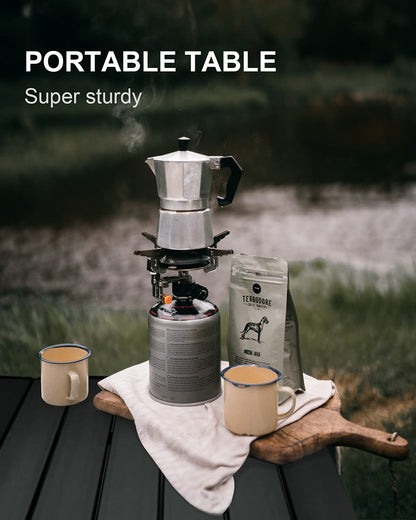 MSSOHKAN Camping Table Folding Portable Camp Side Table Aluminum Lightweight Carry Bag Beach Outdoor Hiking Picnics BBQ Cooking Dining Kitchen Black Large