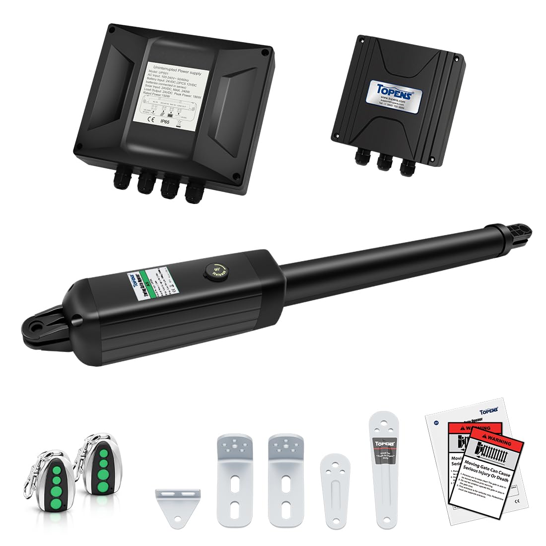 TOPENS A5131 Single Swing Gate Opener Medium Duty Automatic Gate Motor for Single Swing Gates Up to 16ft, Electric Driveway Gate Operator AC Powered with Remote Control Kit Solar Compatible