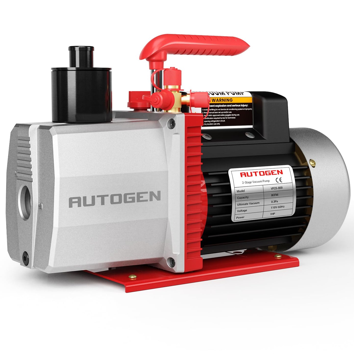 2-Stage 8CFM Vacuum Pump, 1HP 2.25 Micron 110V Air for R12 R22 R134a R410a, Rotary Vane for HVAC/AUTO AC Refrigerant Recharging, Degassing Wine, Milking Cow