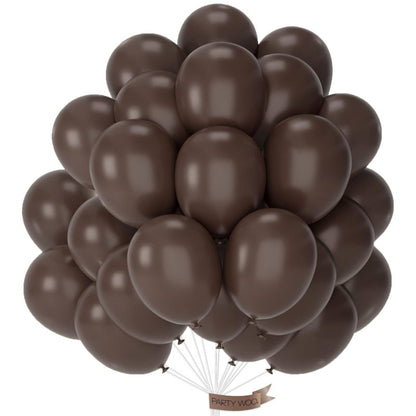 PartyWoo Dark Brown Balloons 50pcs 12 Inch Boho Coffee Neutral Fall Latex Helium Balloons for Bachelorette Baby Shower Anniversary Thanksgiving Birthday Autumn Theme Party Decorations Brown-F20