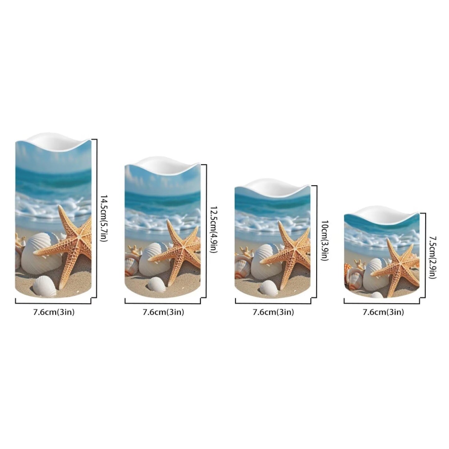 Ystardream Beach Starfish Flameless Candles with Remote Battery Operated Candles Realistic LED Candles with Remote and Timer Set of 4 for Valentines Home Wedding Birthday Decoration