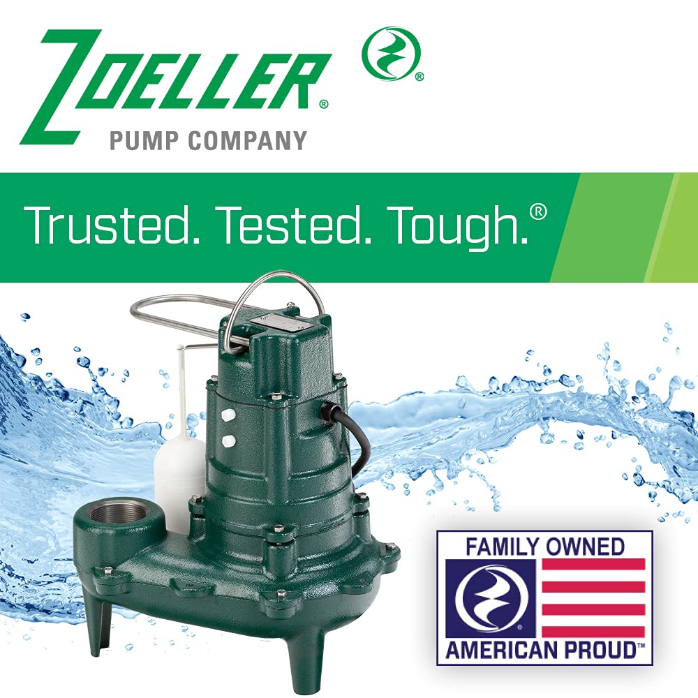 Zoeller Waste-Mate 267-0001 Sewage Pump, 1/2 HP Automatic – Heavy-Duty Submersible Sewage, Effluent or Dewatering Pump