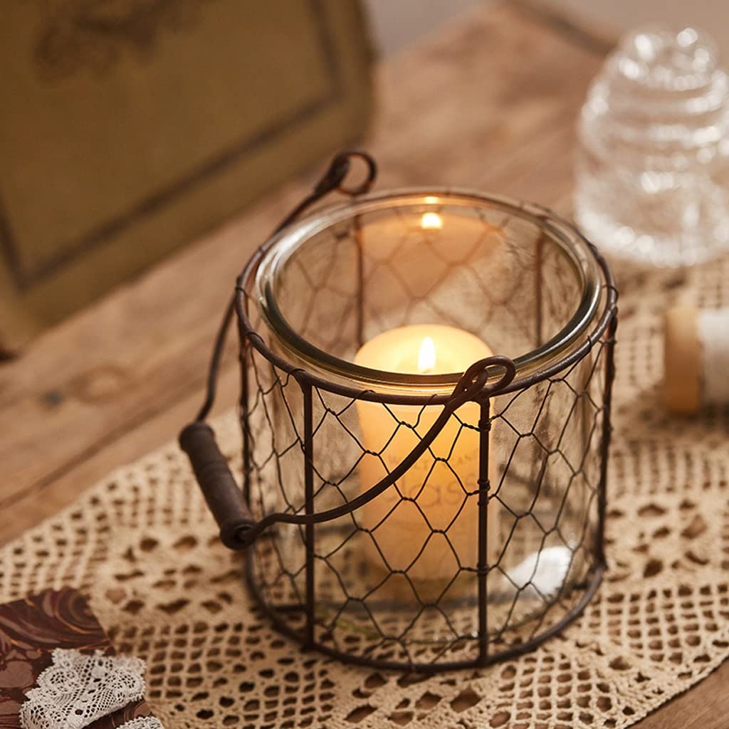 WAOCEO Candlestick Holders Iron Glass Retro Candlestick Decoration Table Romantic Home Candlelight Dinner French Wedding Props Candle Holders