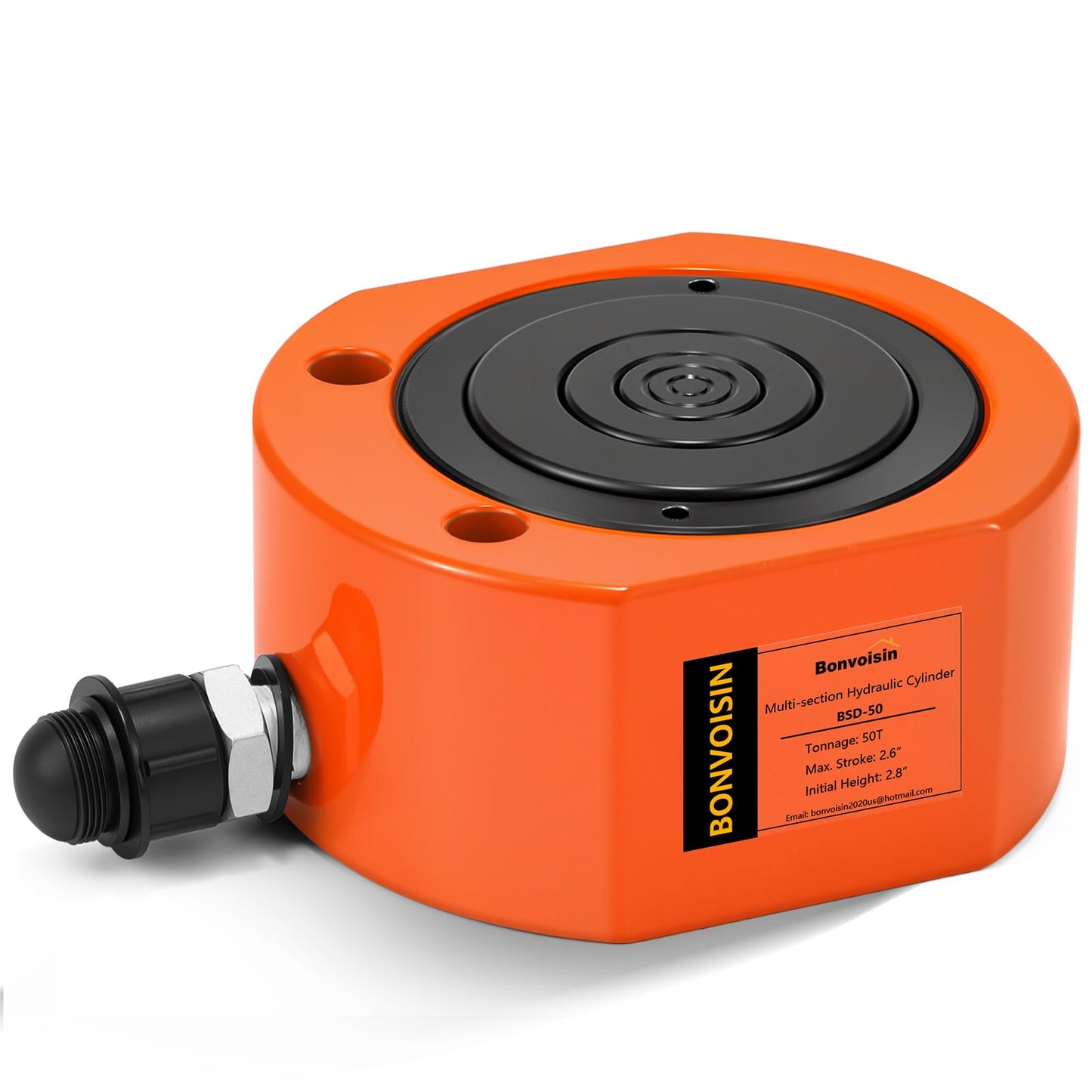 Bonvoisin Hydraulic Ram Jack 50T Low Profile Porta Power Cylinder Multi-Section 2.56" Stroke Lifting Cylinder for Machinery Shipbuilding Bridge Construction