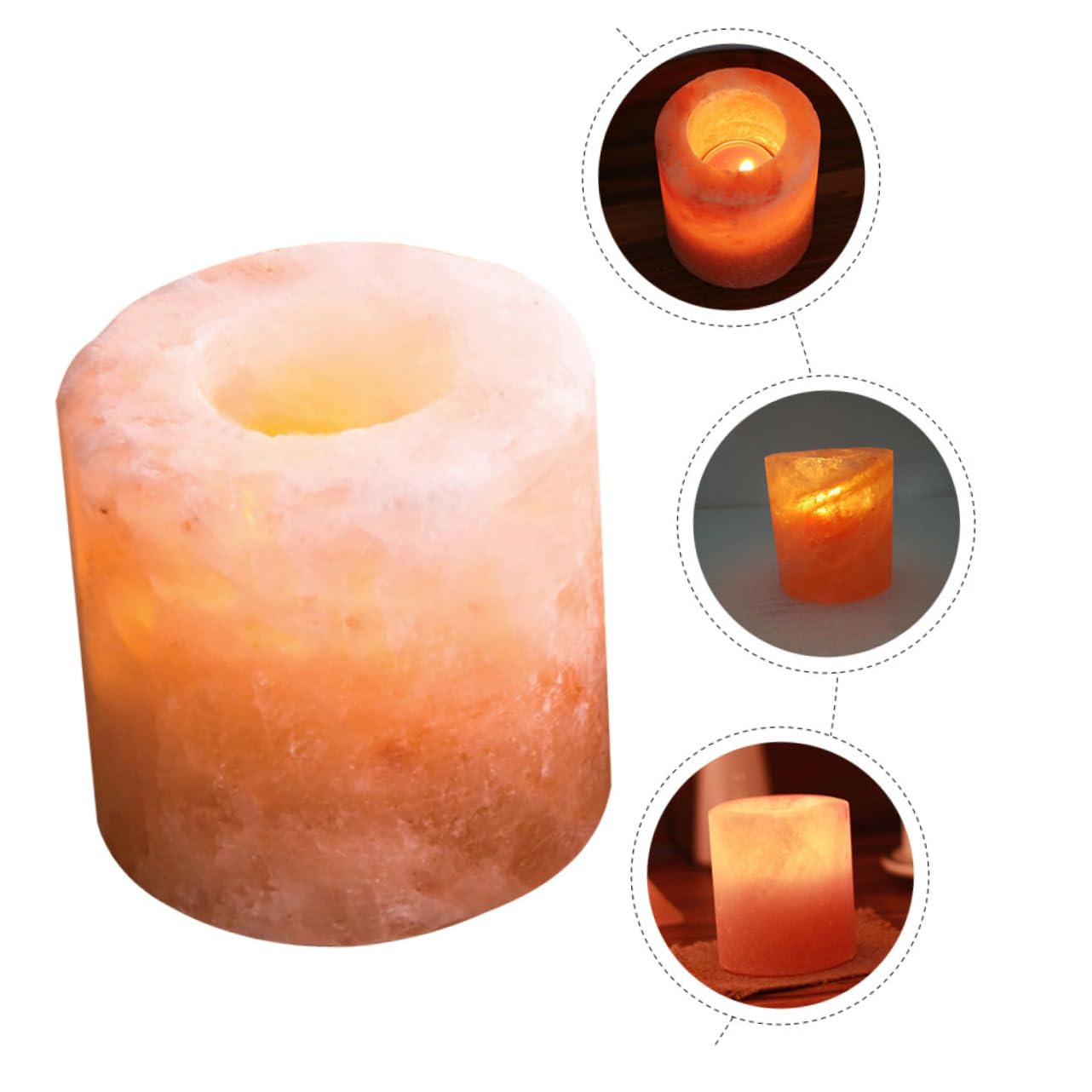 Amosfun Himalayan Salt Candle Holder Decorative Tealight Stand for Table Yoga Meditation and Home Decor Cozy Atmosphere for Events and Relaxation