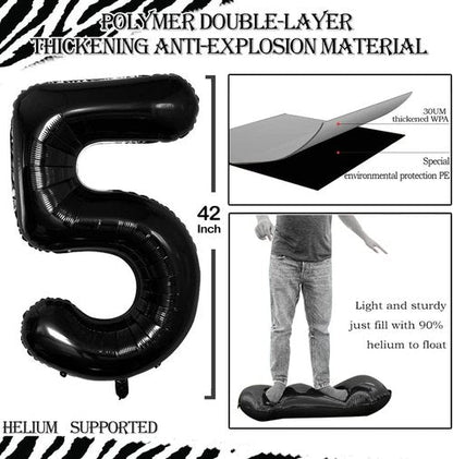 GOER Jumbo 42 Inch Black Foil Balloons - 50th Birthday Party Decorations & Anniversary Celebrations