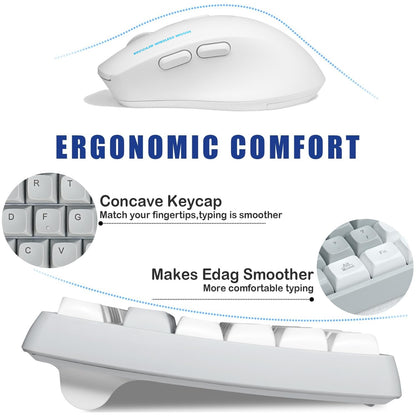RECCAZR Wireless Keyboard and Mouse Combo with Wrist Rest, 2.4G Full-Sized Keyboard and Mouse Cordless, 3 DPI Adjustable Silent Mouse, Dual-System Keyboard for Computer/Laptop/Windows/Mac