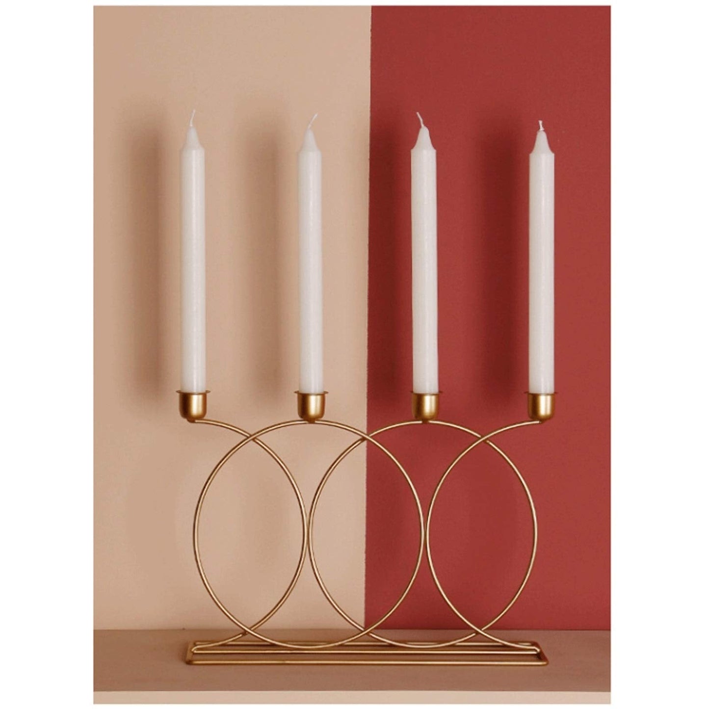 Candle Holderss Golden Taper Candle Holders Wrought Iron 4-Candles Fireplace Candelabra Candlestick Holder Centerpieces for Mantle Wedding Party Dinner Table Decoratin Decorative Candlestick