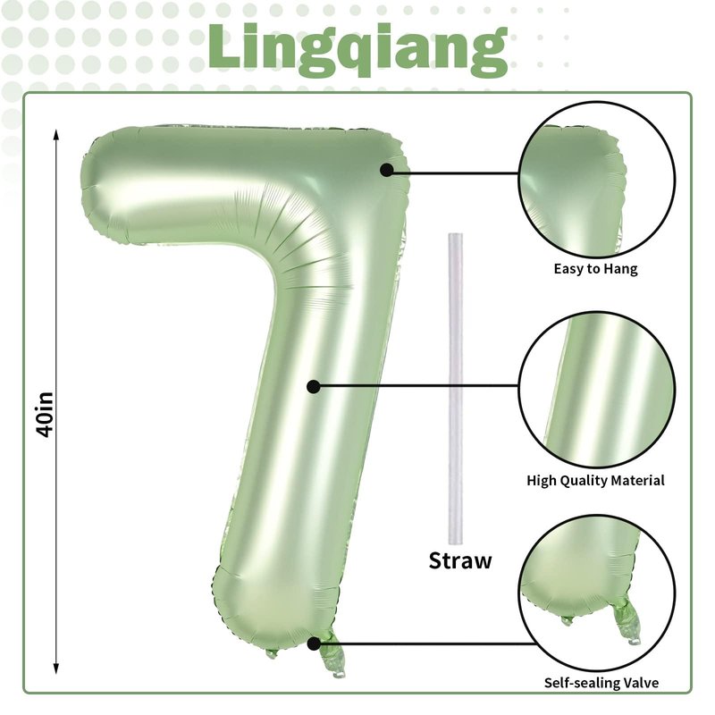 Lingqiang Sage Green Number 70 Balloons, 3pc 40 Inch Large Olive Green Foil Number 7 & 0 Balloons for Women, Men, Unisex Adults, Self Inflating 70th Birthday, Anniversary Party Decorations Supplies