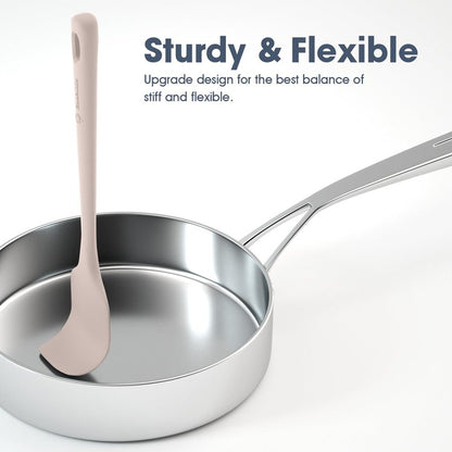 ChefAide 5 Pieces Silicone Spatula Set, Food Grade Rubber Spatula, Upgrade Strong Handle with Ergonomic Grip, Heat Resistant Up to 600°F for Nonstick Cookware, Cooking
