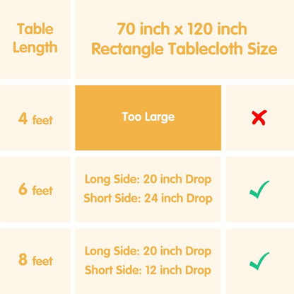BRILLMAX 6 Pack Beige Tablecloths 70 x 120 Inch for 6ft & 8ft Rectangle Tables - 150 GSM Polyester Fabric, Universal Fit, Water, Stain & Wrinkle Resistant Cloth Cover for Wedding Reception Banquet