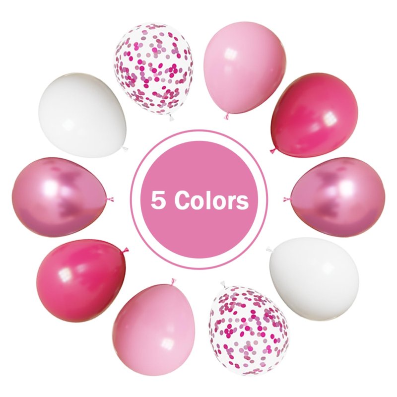 Pink and White Balloons Kit, 50pcs 12 Inch Light Pink Latex Balloon Pink Confetti Balloons for Birthday Wedding Baby Shower Party Decorations