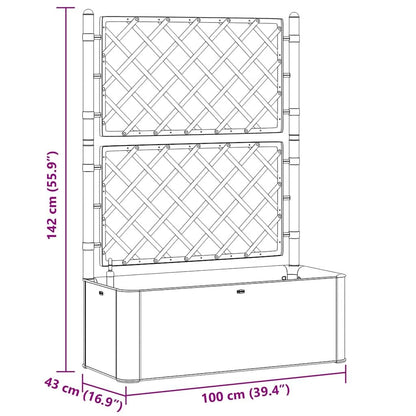 Mhdvray Raised Bed Planter 39.4x16.9x55.9 in Anthracite Plastic Self Watering Trellis Box for Climbing Plants Indoor Outdoor Patio Balcony Garden