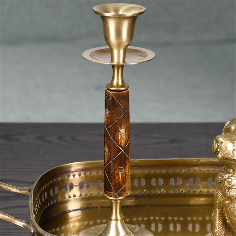 Candlestick Holders High-Grade Brass Candlestick Retro Handicraft Candlestick Home Restaurant Decoration Shooting Props Ornaments Candle Holders