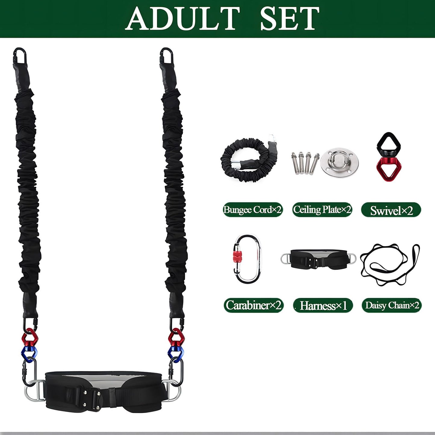 Esanvil Backflip Trainer Backflip Auxiliary Training Rope Heavy Duty Bungee Cords Bungee Fitness Equipment Set for Gymnastics, Martial Arts, Street Dance, Dance, Yoga Backflip Training (M(132-220lbs))