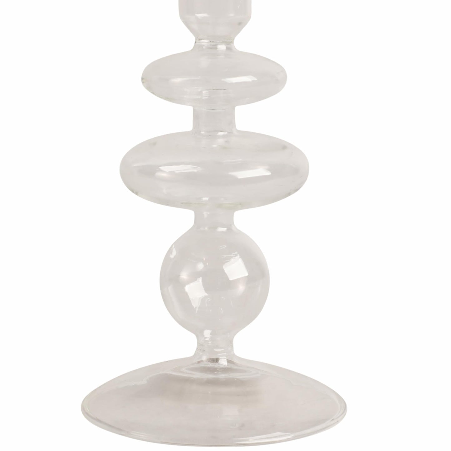Glass Candle Holder - Taper Candle Holders for Table Decor, Dining Room or Mantel Display, Modern Disc and Sphere Design Home Decor Candle Holder – 7", Frosted Clear Glass