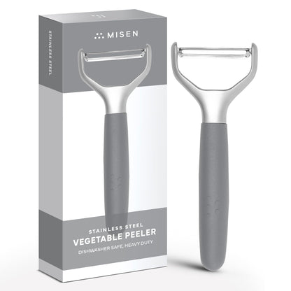 Misen Stainless Steel Vegetable Peeler - Dishwasher Safe Y Peeler - Easy to Use with Potatoes, Cabbage, Carrots, and More - Progessional Grade Kitchen Tool - Gray
