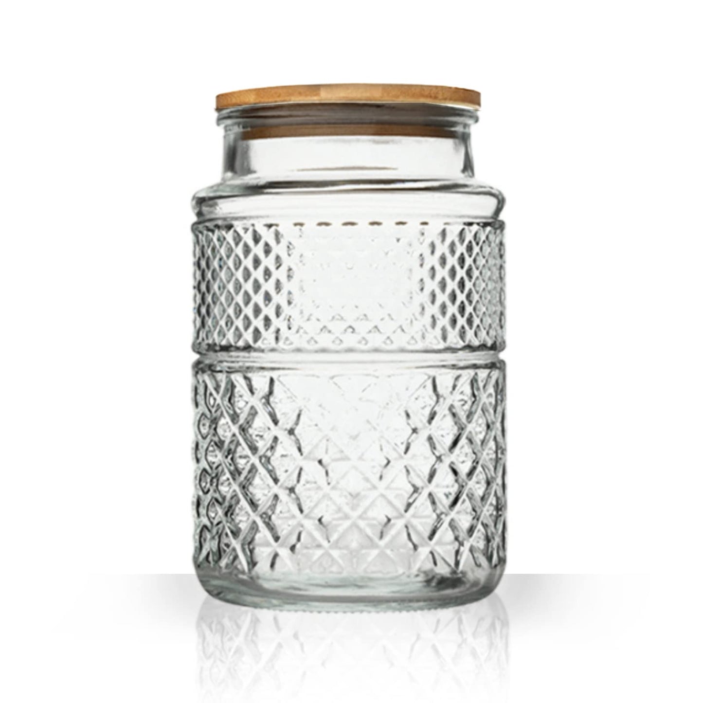 Large Glass Storage Jar, 60 FL OZ Glass Food Storage Containers with Bamboo Lid, Kitchen Containers Cereal Canisters Decorative Jar for Candy Snack Cookies Coffee Tea Nuts Airtight Jars
