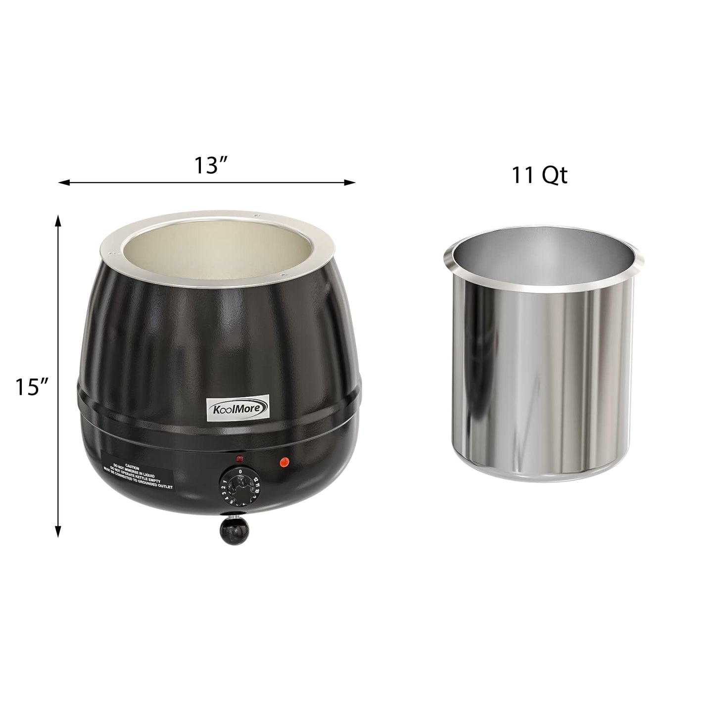 KoolMore Commercial Soup Kettle Warmer with Hinged Lid and Removable Pot Insert for Buffet, Restaurant, Party, Event, and Catering, Large 2.5 Gallon, Electric [Black] (SK-BK-3G)