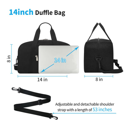 Small Gym Bag 14 inch lightweight Carry On Mini Duffel Bag for Travel Sport - Black