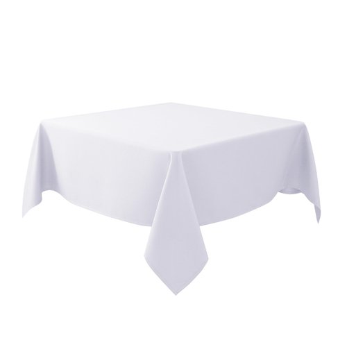 Biscaynebay Fabric Square Tablecloths 54x54 Inches, White Water Resistant Table Cloth Small Card Folding Table Covers Linen for Dining, Kitchen, Wedding and Parties etc. Machine Washable
