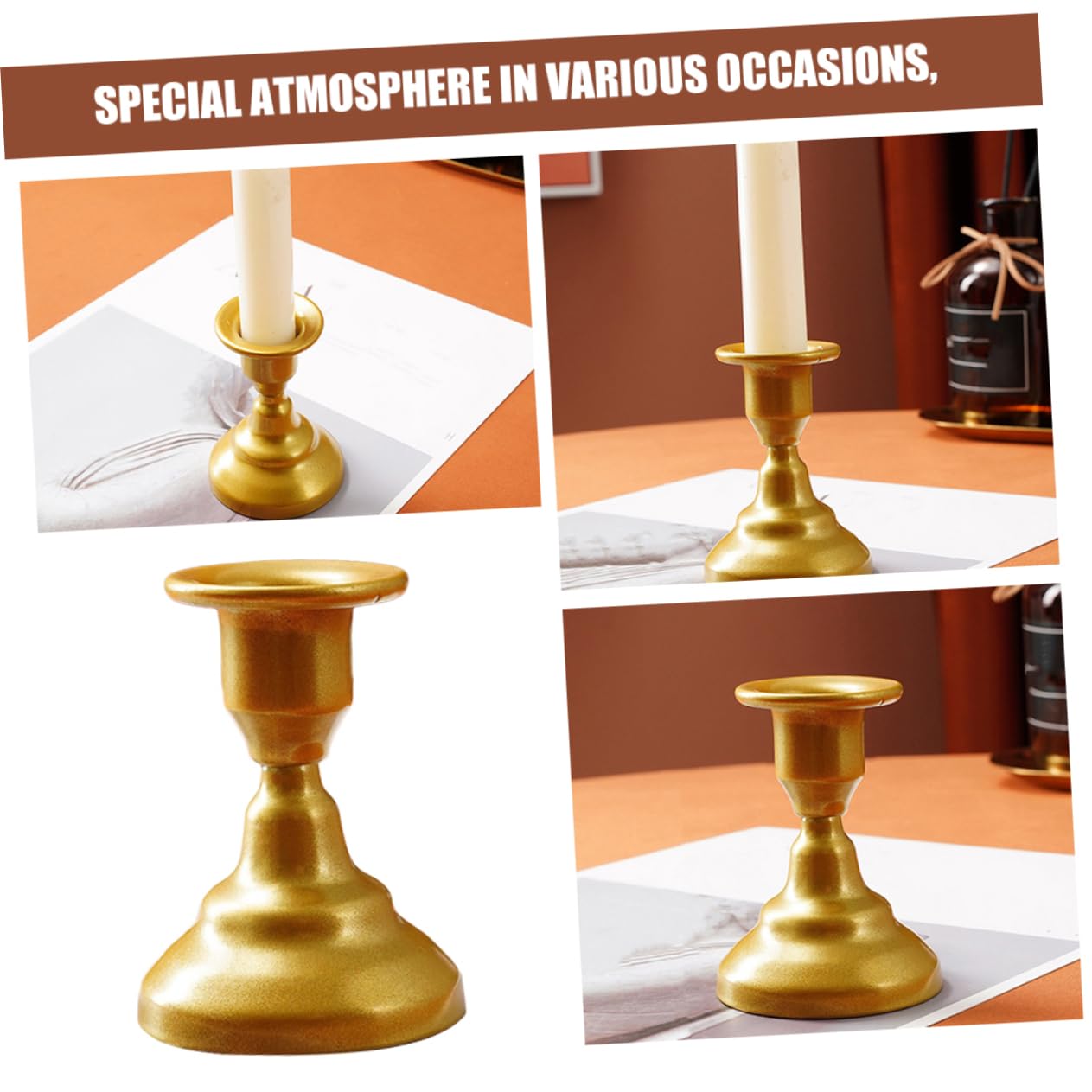 PRETYZOOM Retro Metal Candle Holder for Tabletop Elegant Pillar Candlestick Stand for Home Decor Weddings and Parties Decorative Centerpiece for Tealight and Taper Candles