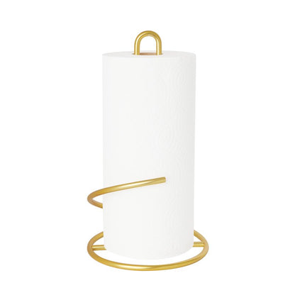 Spectrum Euro Gold Paper Towel Holder Countertop Kitchen Organizer Roll Stand Dispenser with Easy Tear Arm, Weighted Sturdy Base Fits Standard Jumbo Rolls Modern Design Durable Construction