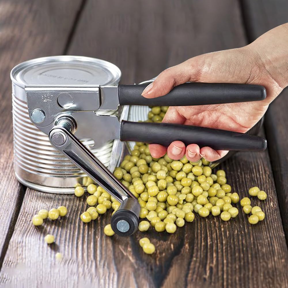 NUFR Crank Can Openers Manual,Heavy Duty Commercial Can Opener with Rubber-coated Long Handles