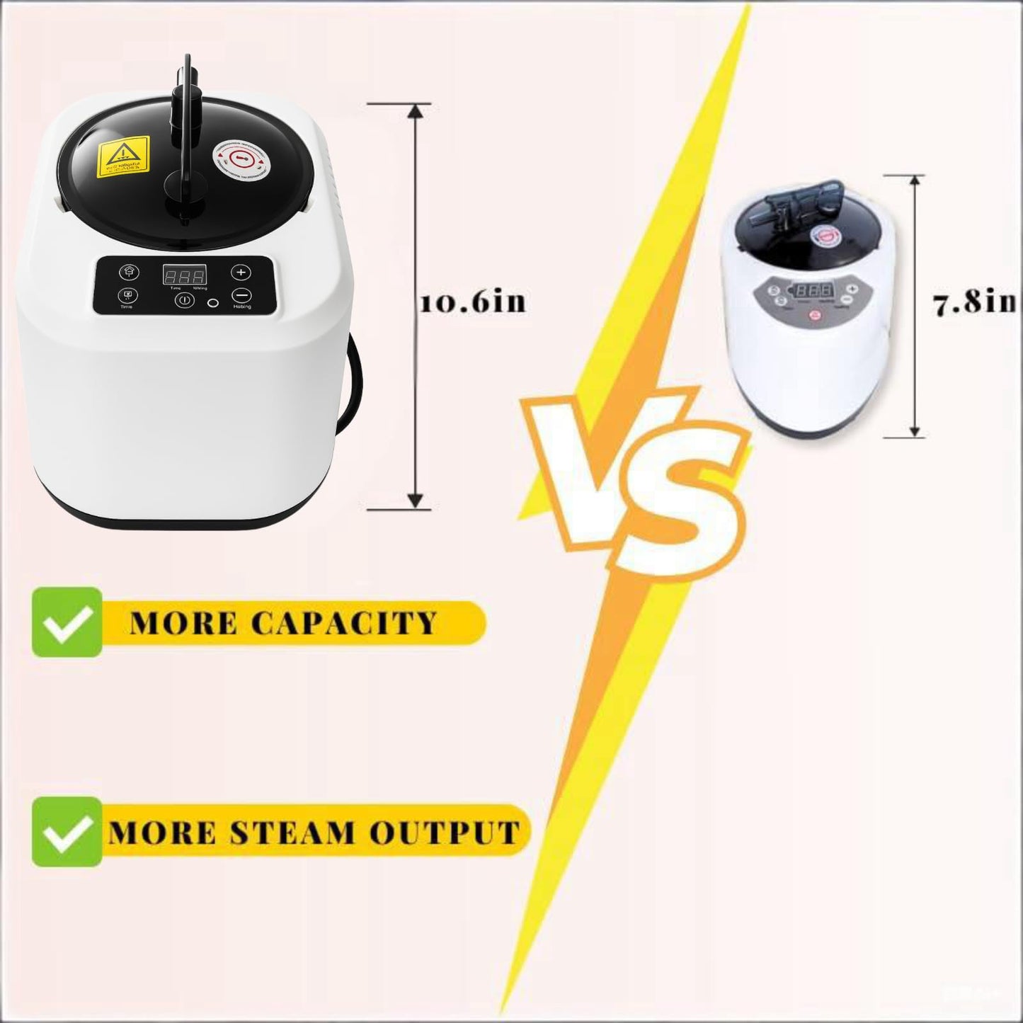 HOSOUTION 5L Sauna Steamer with Larger Volume and More Steam Output, Fcc Certified 5L & 2000W Steam Generator, Sauna Steamer Machine with Remote Control, Portable Sauna Steamer, White