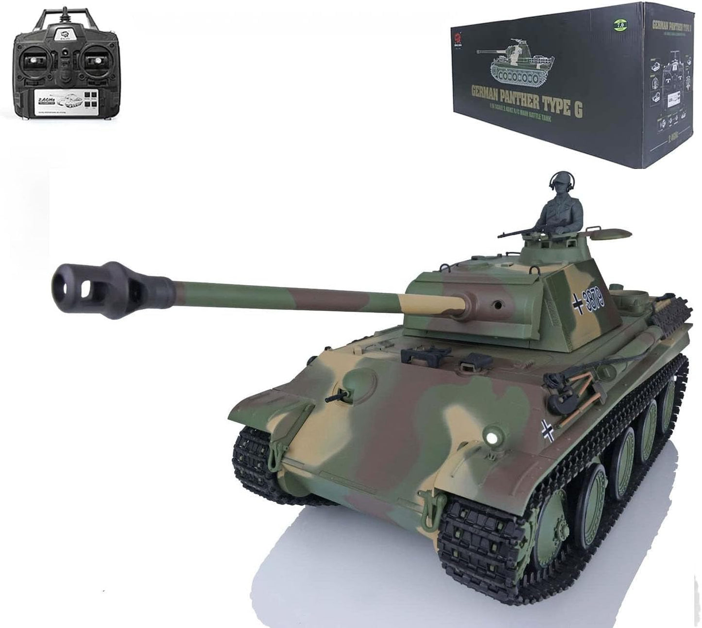 TOUCAN RC HOBBY US in Stock 2.4G Henglong 1/16 Scale 7.0 Plastic German Panther G RTR RC Tank Model 3879 (3879 Plastic Version) BB Airsoft that Shooting BB Bullets