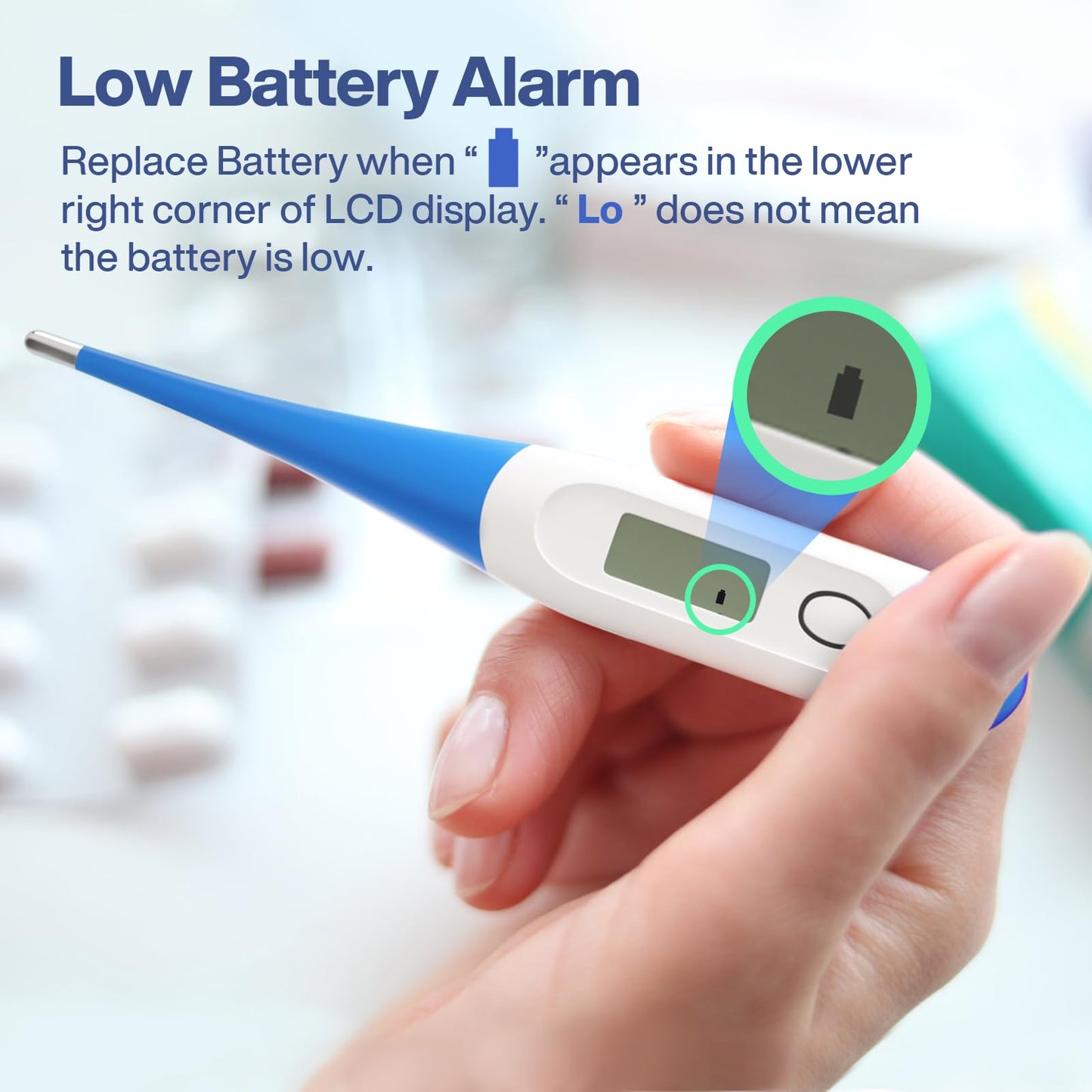 Boncare 10 Seconds Oral Thermometer for Adults and Kids - Accurate & Safe Rectal Thermometer for Baby with Fever Alarm, Digital Thermometer FSA HSA Eligible (Light Blue)