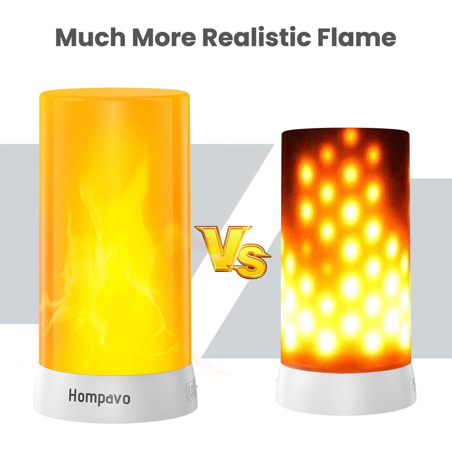 Hompavo 【Upgraded】 LED Flame Lights with Remote & Timer, 4-Mode Rechargeable Battery Operated Flameless Candles, Pillar Flickering Lantern for Living Room Bathroom Patio Wedding Christmas Home Decor