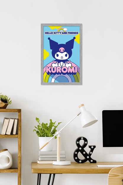 Hello Kitty and Friends: 22 Over The Rainbow - Kuromi Wall Poster, 22.4L" x 14.7W", Gray Framed Version