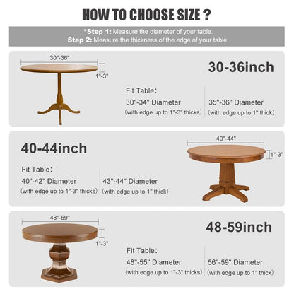 Obstal Fitted Round Green Table Cloth, Reversible Waterproof Stain Resistant Elastic Stretch Tablecloth, Wipe Clean Table Cover for Outdoor/Indoor Use, Fits Round Tables up to 40" - 44" Diameter