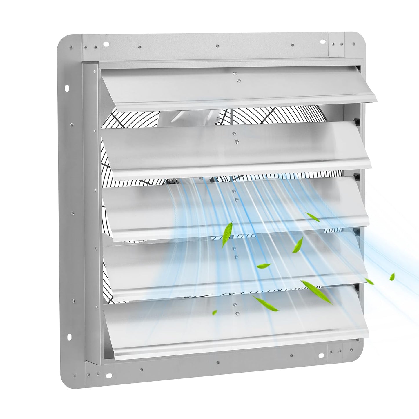 Garvee 24 In Shutter Exhaust Fan, Wall Mounted Shutter Exhaust Fan Aluminum, 3500 CFM High Speed Louvered Vent Fan with Automatic Shutter for Garage, Attic, Workshop, Greenhouse