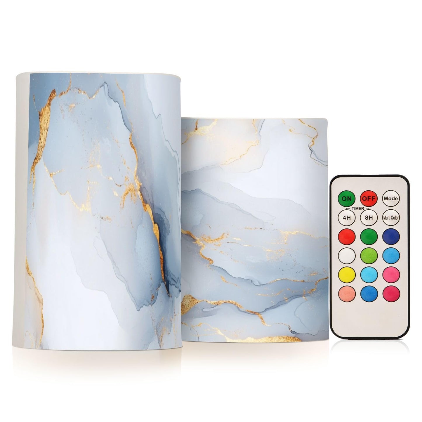 Zathe Flameless Flickering Candles Batteries Flameless Candles Set for Home Decor Marble White White