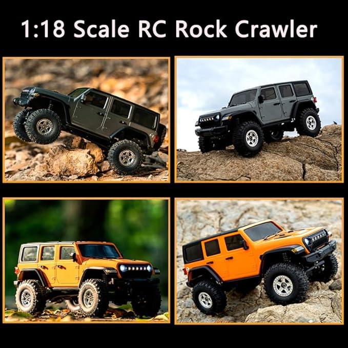 GoolRC RC Crawler 4WD RC Truck D870 RC Rock Crawler 1:18 Scale Remote Control Truck 2.4GHz All Terrains Off Road Climbing Car with LED Lights and 3 Batteries for Adults (Grey)