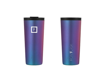 IRON °FLASK Classic Tumbler - Vacuum Insulated Stainless Steel Water Bottle, Double Walled, Drinking Cup, Insulated Travel Mug (Aurora, 24 oz Solid Lid)