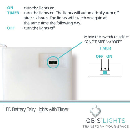 QBIS Warm White Fairy Lights Battery Operated With Timer Mode, 40 Micro LED for Mason Jars, 6.5ft Silver Wire Indoor Use